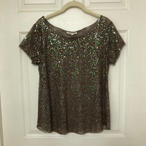 LaROK Semi-Sheer Short Sleeved Sequin Blouse XS